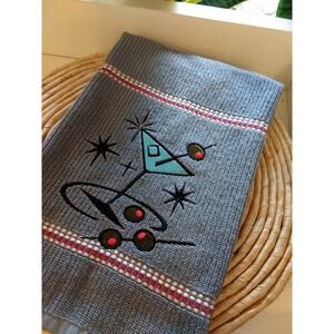 Handcrafted Martini Time Kitchen Towel, Kitchen Tea Towel, Set of 1, Gray